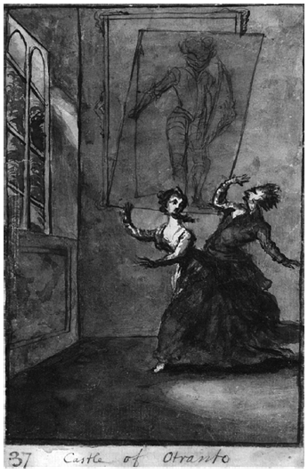 The Ghost Scene de The Castle of Otranto (1764). Acuarela sobre papel de Susanna Duncombe (1725-1812), perteneciente a la Tate Collection (Londres).