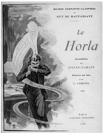 Portada de la edición de Le Horla (1908) de las obras completas ilustradas de Guy de Maupassant (1850-1893), ilustrada por Georges Lemoine (1890-1929) y William Julian-Damazy (1865-1910).