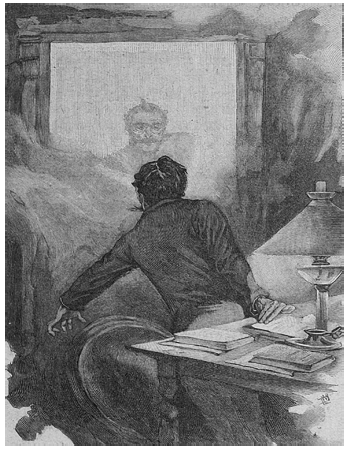 Ilustración de la novela de Guy de Maupassant (1850-1893), Le Horla (1908). Xilografía de Georges Lemoine (1890-1929), según un dibujo de William Julian-Damazy (1865-1910).