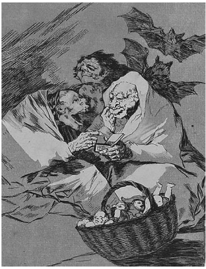 Capricho número 45, Mucho hay que chupar (1799), de la serie Los Caprichos, de Francisco de Goya (1746-1828).