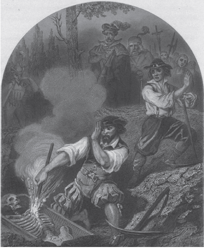 Le vampire, litografía del artista Louis Pierre René de Moraine (1816-1864) publicada en Les Tribunaux Secrets (1864).