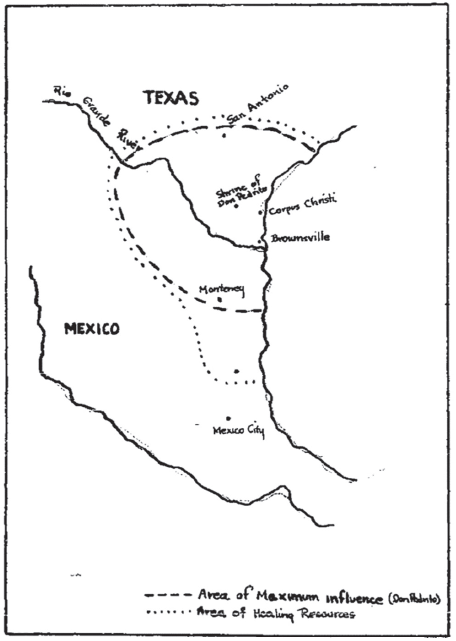 Alcance geográfico de los sanadores tradicionales en la zona fronteriza (Romano, 1964, 1a).