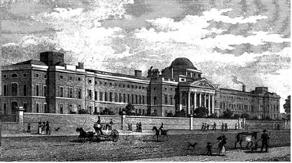 Hospital de St. Mary of Bethelem (o “Bedlam”), en Londres, en un grabado de James Tingle (1824-1850).